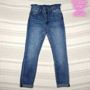 Fire & Rain High Rise Ruffle Waist Skinny Jeans Medium Wash Size 13/31 NEW